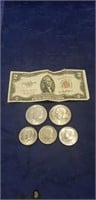 (1) Red Sealed Two Dollar Bill, (2) 1972