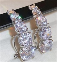 EXCELLENT 4CT CZ DANGLE DROP EARRINGS