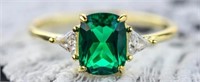 SHIMMERING 2CT EMERALD CZ STERLING RING