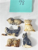 5 Miniature Cast Iron Cat Figures