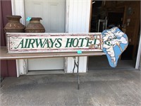 wooden airways hotel sign directional sea gull