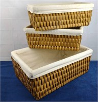 Wicker Baskets with Liners (3)