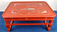 Red Lacquer Chinoiserie w/ Inlaid MOP Table
