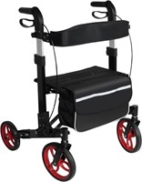 Foldable Rollator Walker with Seat Back Support Bk