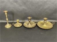 Hosley Solid Brass Twisted Candlestick Holder