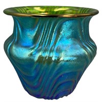 Loetz Style Iridescent Blue Vase