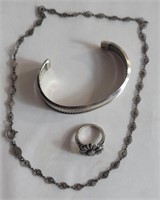 Group of sterling jewelry ,  bracelet, ring,
