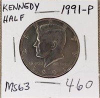 1991P Kennedy Half MS63