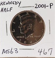 2001P Kennedy Half MS63