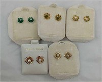 5 Pairs of 14 KT Gold Earrings