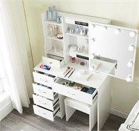 Vanity Desk with Mirror and Lights, White - USED/U