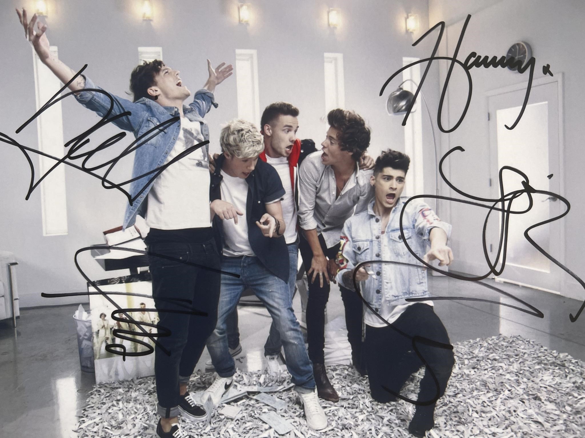 One Direction band signed photo