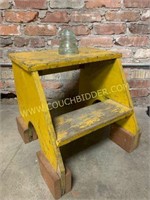Primitive mustard paint step stool