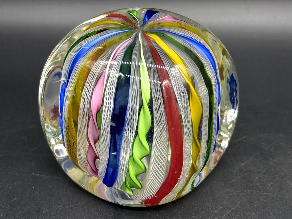 Morano Art Glass Paperweight 3” (rounded cube