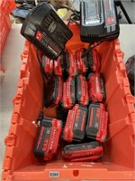 Lot of Craftsman 20V Battery Chargers & Batteries