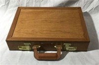 RARE Rockler Wood Briefcase with Gold Trim & Locks