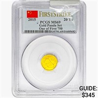 2015 1/20oz. Gold Panda Set 20 Yuan PCGS MS69