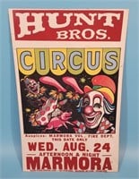 Hunt Bros. Circus Poster Marmora Advertising