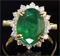 14kt Gold 5.39 ct GIA Emerald & Diamond Ring