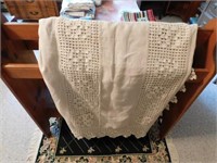 Vintage hand crocheted inset table cloth,