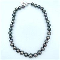 GIA 14 K Gold Tahitian Pearl Necklace