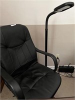 Desk chair and floor lamp