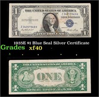 1935E $1 Blue Seal Silver Certificate Grades xf