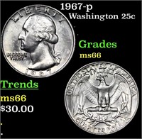 1967-p Washington Quarter 25c Grades GEM+ Unc