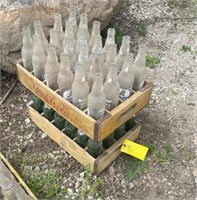 (2)  WOOD COKE CASES W/ ASSORTED BOTTLES