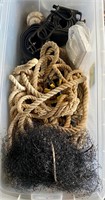 Rope, clear tote and contents