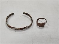Multi Metal Bracelet and Pressed Ring