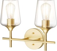 Gold 2-Lights with Clear Glass Wall Mount