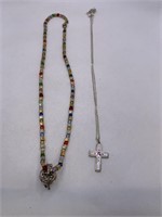 RELIGIOUS PRAYER BOX & CROSS NECKLACE LOT