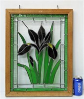 Stained Glass Window of Iris Flowers