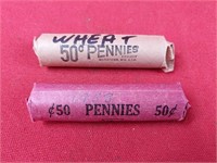 Two Rolls of Wheat Pennies