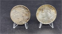 (2) PEACE SILVER DOLLARS, 1922 & 1925