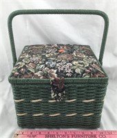Green Basket with Floral Top