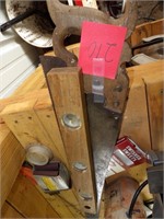 Hand saw and wood level