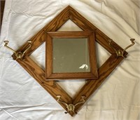 Oak Foyer Coat Rack with Mirror