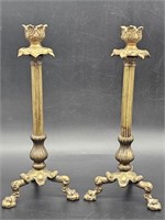 Vintage Brass-Look Hollywood Regency Candlesticks