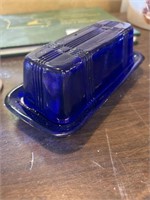 Cobalt, blue butter dish