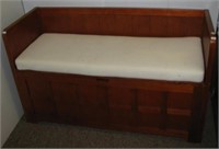 Entry way bench with cushion seat and hinged top