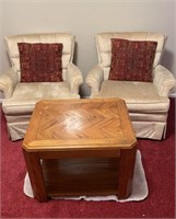 Pair of chairs, and Accent table