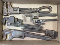 LOT OF 6 VINTAGE PIPE WRENCHES