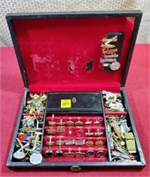 Jewelry Box of Tye Clips, Tye Taks, Cuff Links
