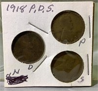 1918 P,D,S Lincoln pennies