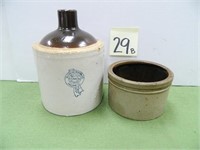 1/2 Gal. Buckeye Pottery Crock Jug & Macomb -
