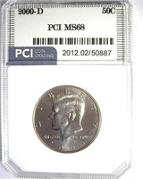 2000-D Kennedy MS68 LISTS $1000 IN 67+