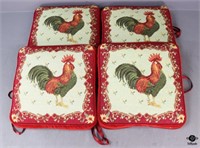 Rooster Cross Stitch Chair Cushions / 4 pc