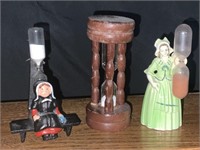 VTG Cast Iron Dutch Girl Hourglass Egg Timer